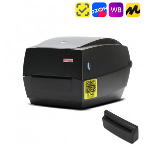 Комплект: термотрансферный принтер этикеток MERTECH TLP100 TERRA NOVA с отрезчиком (Ethernet, RS232, USB) black