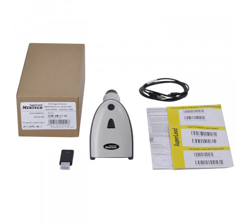 Беспроводной сканер штрих-кода MERTECH CL-2210 BLE Dongle P2D USB White с зарядно-коммуникационной подставкой Cradle