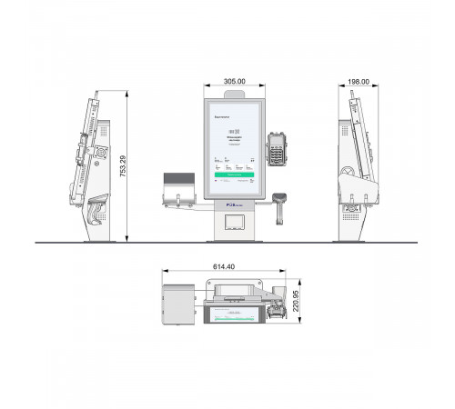 Касса самообслуживания POScenter SCO-M210 (Standard, Intel®Celeron® J4125 Quad Core 2.0 ГГц, SSD 128 Гб, RAM 8 Гб, Черно-белый)